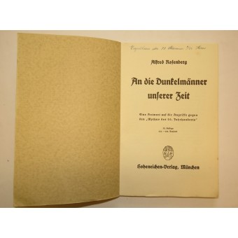 Alfred Rosenberg Para los oscuros hombres de nuestro tiempo - Un mueren Dunkelmänner unserer Zeit. Espenlaub militaria